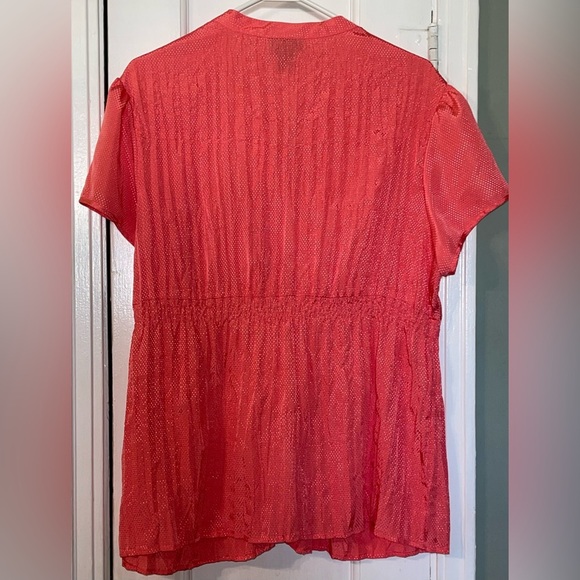 Lane Bryant Elegant Coral Ruffled Blouse - Picture 2 of 4